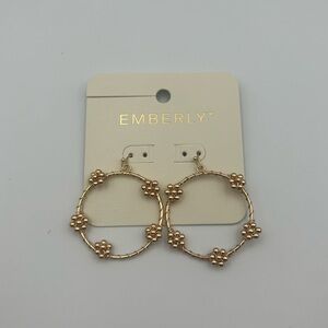 *New* Goldtone Flower Embellished Hoop Earrings